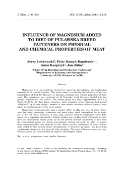 influence of magnesium added to diet of pulawska breed fatteners