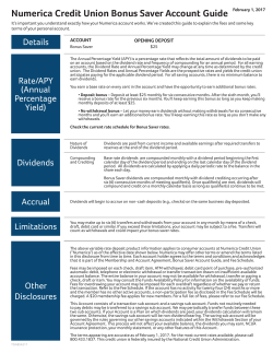 Bonus Saver Truth-In-Savings Disclosure
