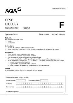 GCSE Biology Specimen question paper Paper 2
