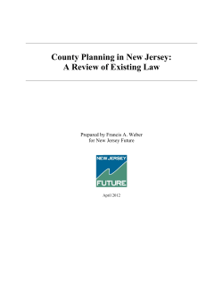 County Planning in New Jersey: A Review of Existing Law