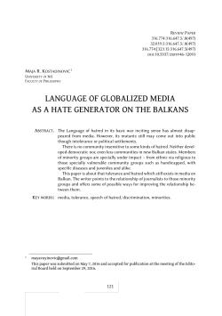 language of globalized media as a hate generator on the balkans
