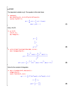 (3) (1) (2) (4) p. 47 # 27. The dependent variable is y(t