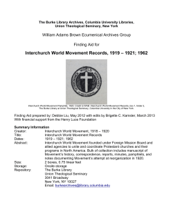 Interchurch World Movement Records, 1919 &ndash; 1921
