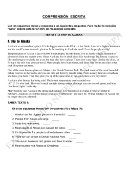 COMPRENSI&Oacute;N ESCRITA A trip to Alaska