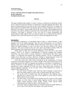 18 STYLE AND MEANING IN IGBO ENGLISH NOVELS Herbert