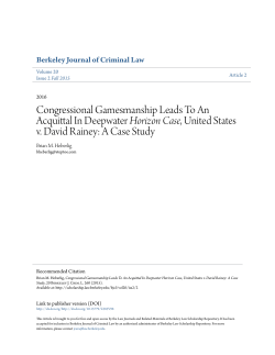 Congressional Gamesmanship Leads To An Acquittal In Deepwater