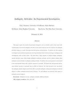 Ambiguity Attitudes: An Experimental Investigation