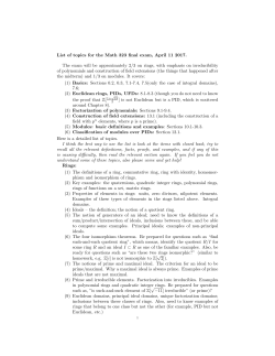 Detailed list of topics for the exam