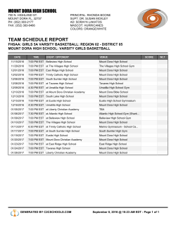 MOUNT DORA HIGH SCHOOL TEAM SCHEDULE REPORT