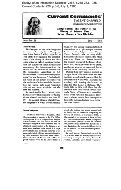 George Sarton: The father of the History of