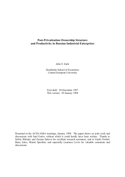 Post-Privatization Ownership Structure and Productivity in Russian