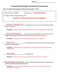 Consent of the governed Limited Government Rule of Law