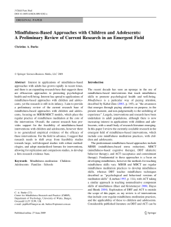 Mindfulness-Based Approaches with Children and Adolescents: A
