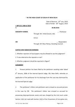 * IN THE HIGH COURT OF DELHI AT NEW DELHI Date of Reserve