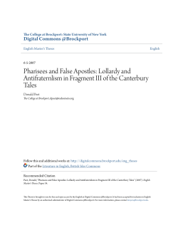 Lollardy and Antifraternlism in Fragment III of the Canterbury Tales