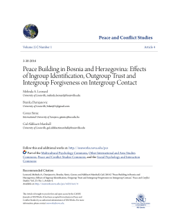 Peace Building in Bosnia and Herzegovina: Effects of Ingroup