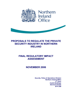 Proposals to Regulate the Private Security Industry in Northern Ireland