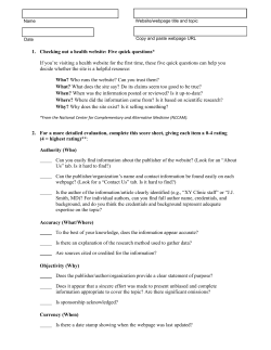1. Checking out a health website: Five quick questions * If you`re