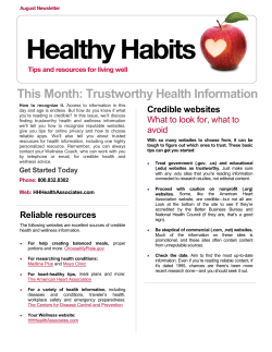 This Month: Trustworthy Health Information