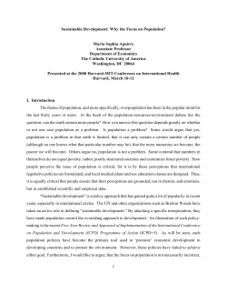 1 Sustainable Development: Why the Focus on Population? Maria