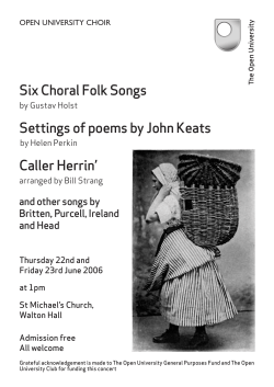 Six Choral Folk Songs Settings of poems by John Keats Caller Herrin`