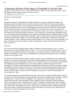 A Narrative Review of the Impact of Disbelief in Chronic Pain