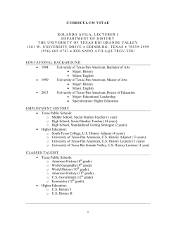 Curriculum Vitae - University of Texas Rio Grande Valley