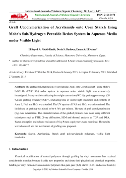 Graft Copolymerization of Acrylamide onto Corn Starch Using Mohr`s