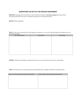 IDENTIFYING THE W`S OF THE POPULIST MOVEMENT