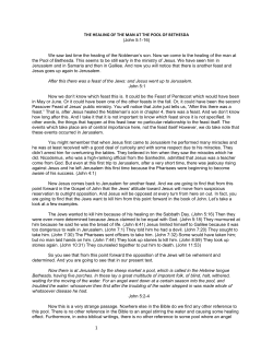 THE HEALING OF THE MAN AT THE POOL OF BETHESDA (John 5