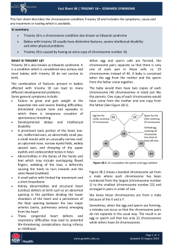 Fact Sheet 38 | TRISOMY 18— EDWARDS SYNDROME This fact