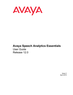 Avaya Speech Analytics Essentials User Guide
