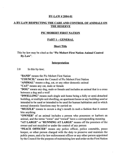 Pic Mobert First Nation Animal Control By-Law
