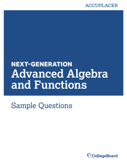 NEXT-GENERATION Advanced Algebra and Functions