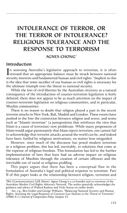 intolerance of terror, or the terror of intolerance? religious