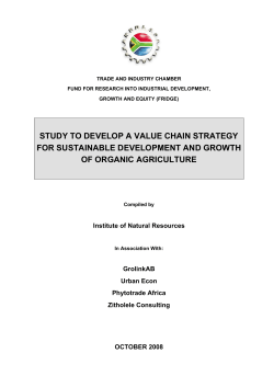 Study to develop a value chain strategy for sustainable
