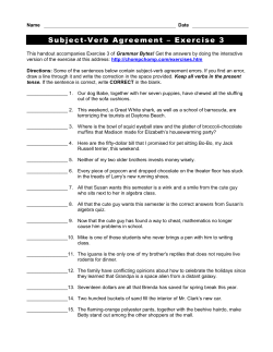 Subject-Verb Agreement – Exercise 3