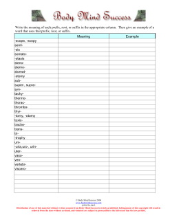 Prefix-Root-Suffix Meaning Example -scope, -scopy seml-
