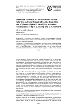Interactive comment on &ldquo;Groundwater surface water interactions