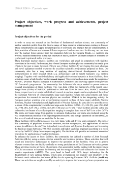 Project objectives, work progress and achievements