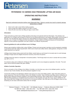 161-Series High Pressure Lifting Air Bags Operating Instructions