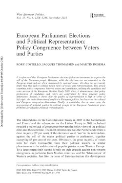European Parliament Elections and Political Representation: Policy