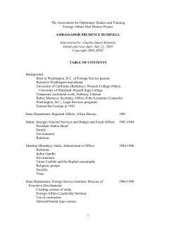 Bushnell, Prudence - Association for Diplomatic Studies and Training