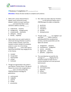 Sentence Completion 21 (low-advanced SAT level)