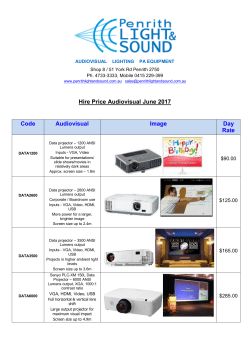 Hire Price Audiovisual June 2016 Code Audiovisual Image Day Rate