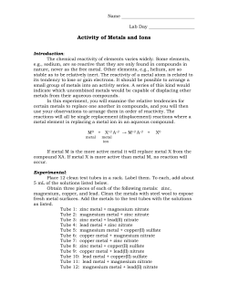 Activity of Metals and Ions