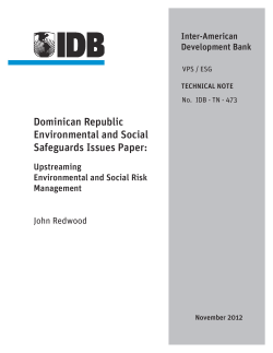 Dominican Republic Environmental and Social Safeguards Issues
