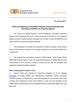 19 Jan 2017 CEA`s Disciplinary Committee imposes financial