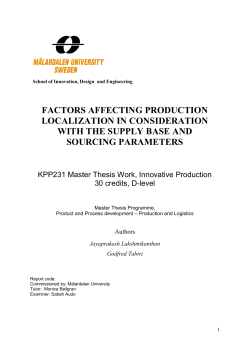 factors affecting production localization in consideration with