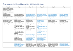 Progression in Addition and Subtraction